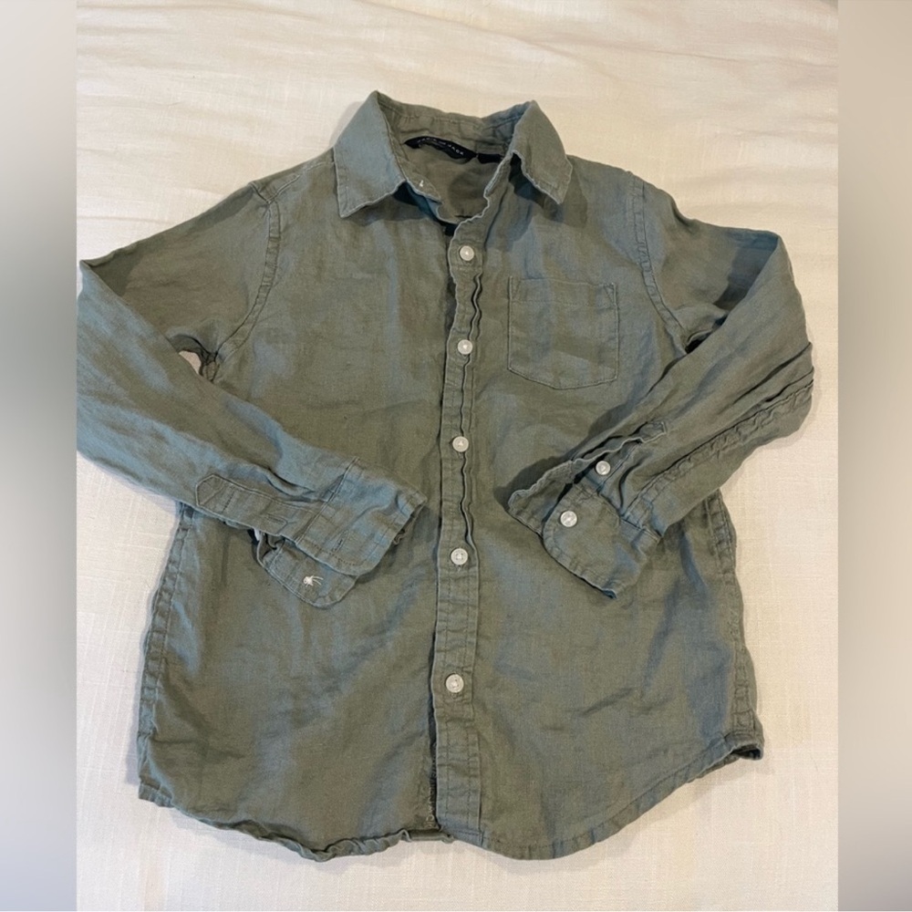 Janie and Jack Dark olive green button up 6